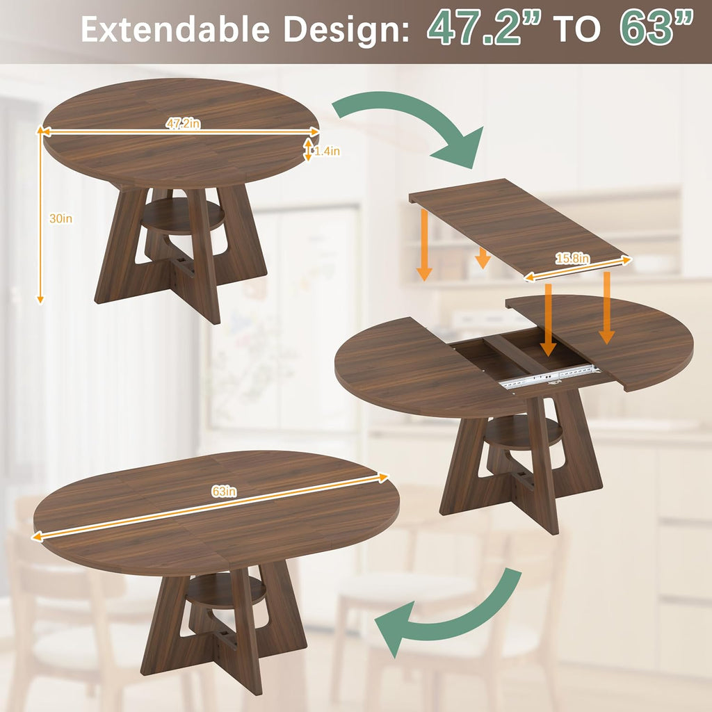 Extendable Round Dining Table
