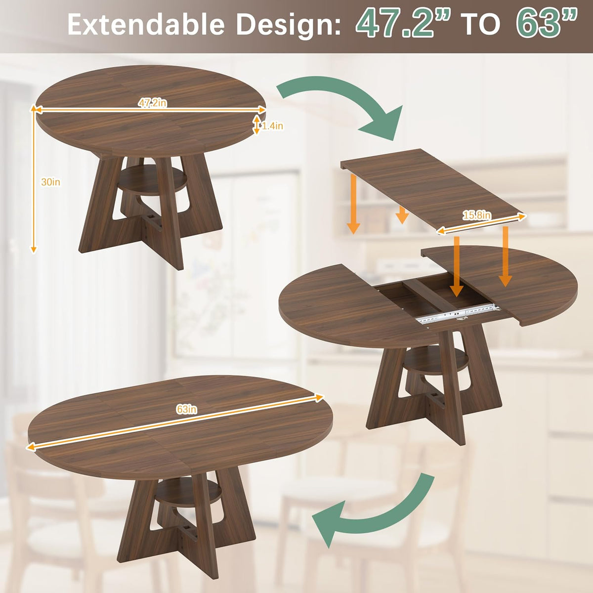 Extendable Round Dining Table