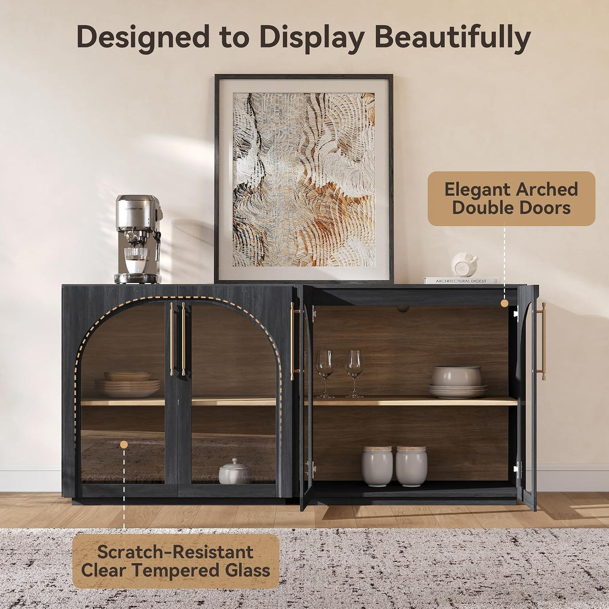 94.5" Glass Door Sideboard