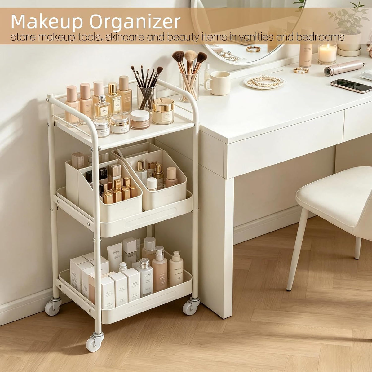 3 Tier Rolling Cart with Table Top