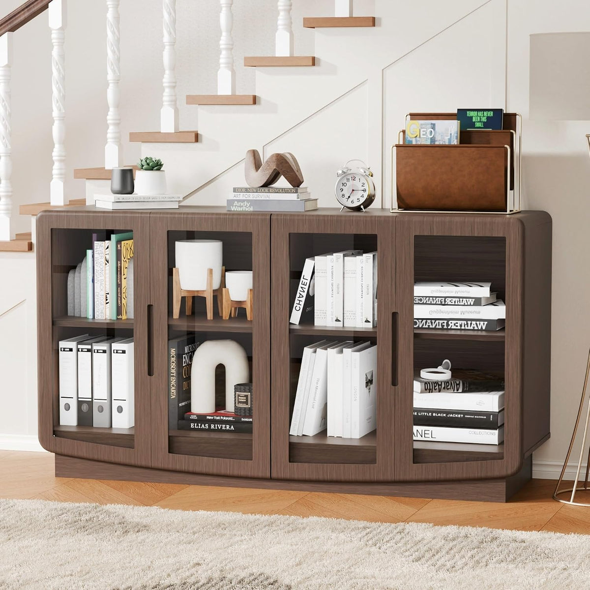 55" 4 Glass Door Buffet Cabinet
