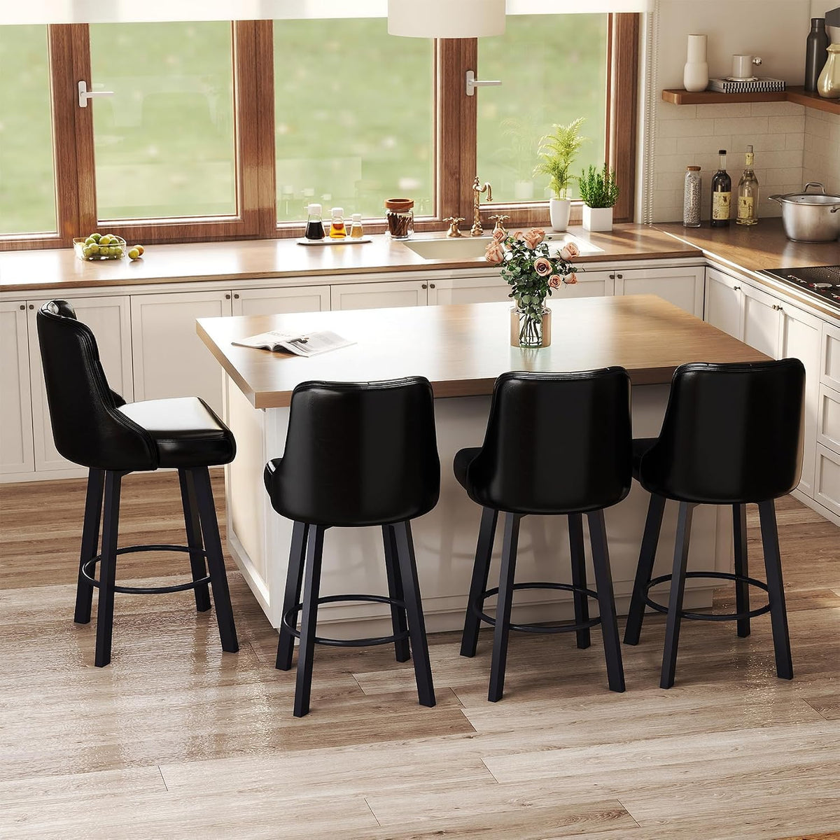 3 Swivel Bar Stools with Back