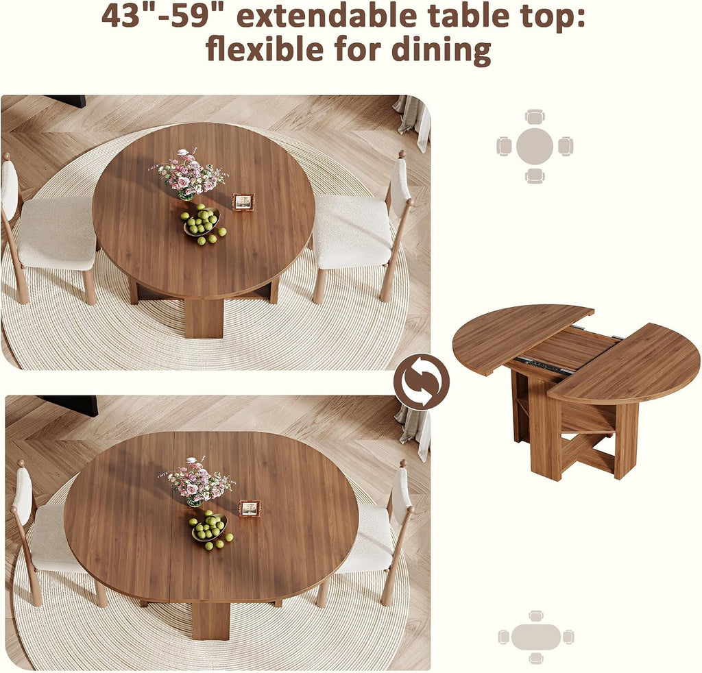 Extendable Round Dining Table