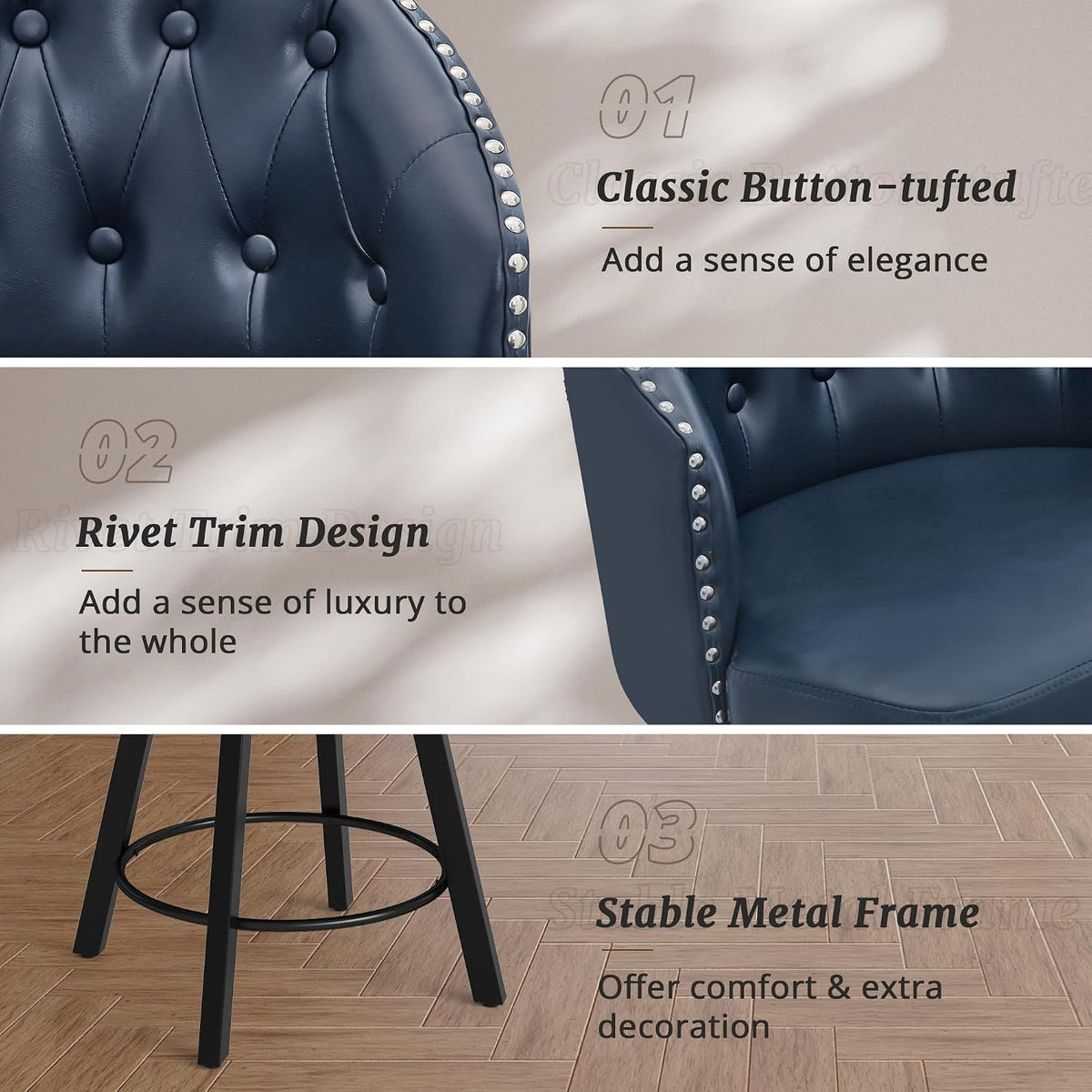 3 Swivel Counter Bar Stools
