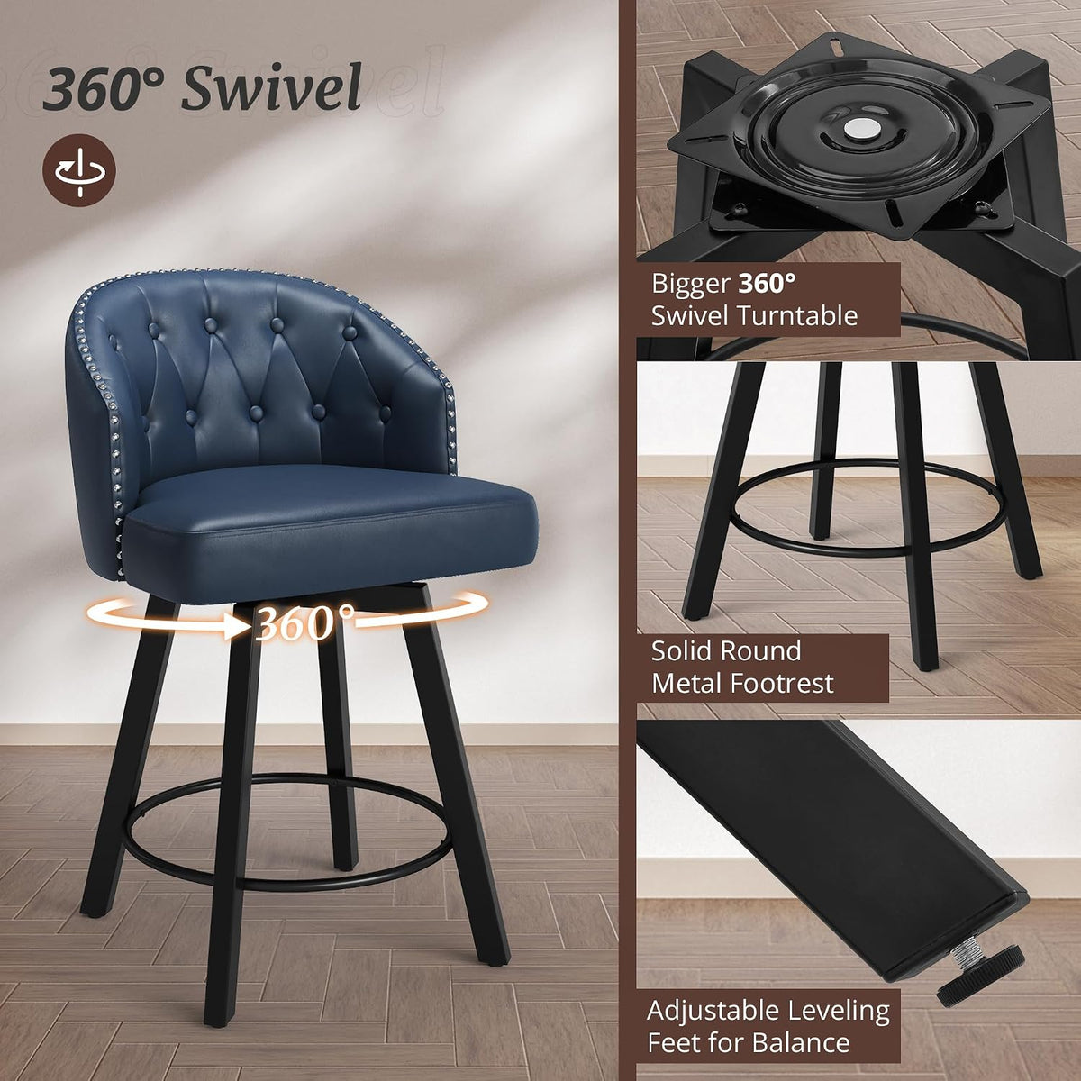 3 Swivel Counter Bar Stools