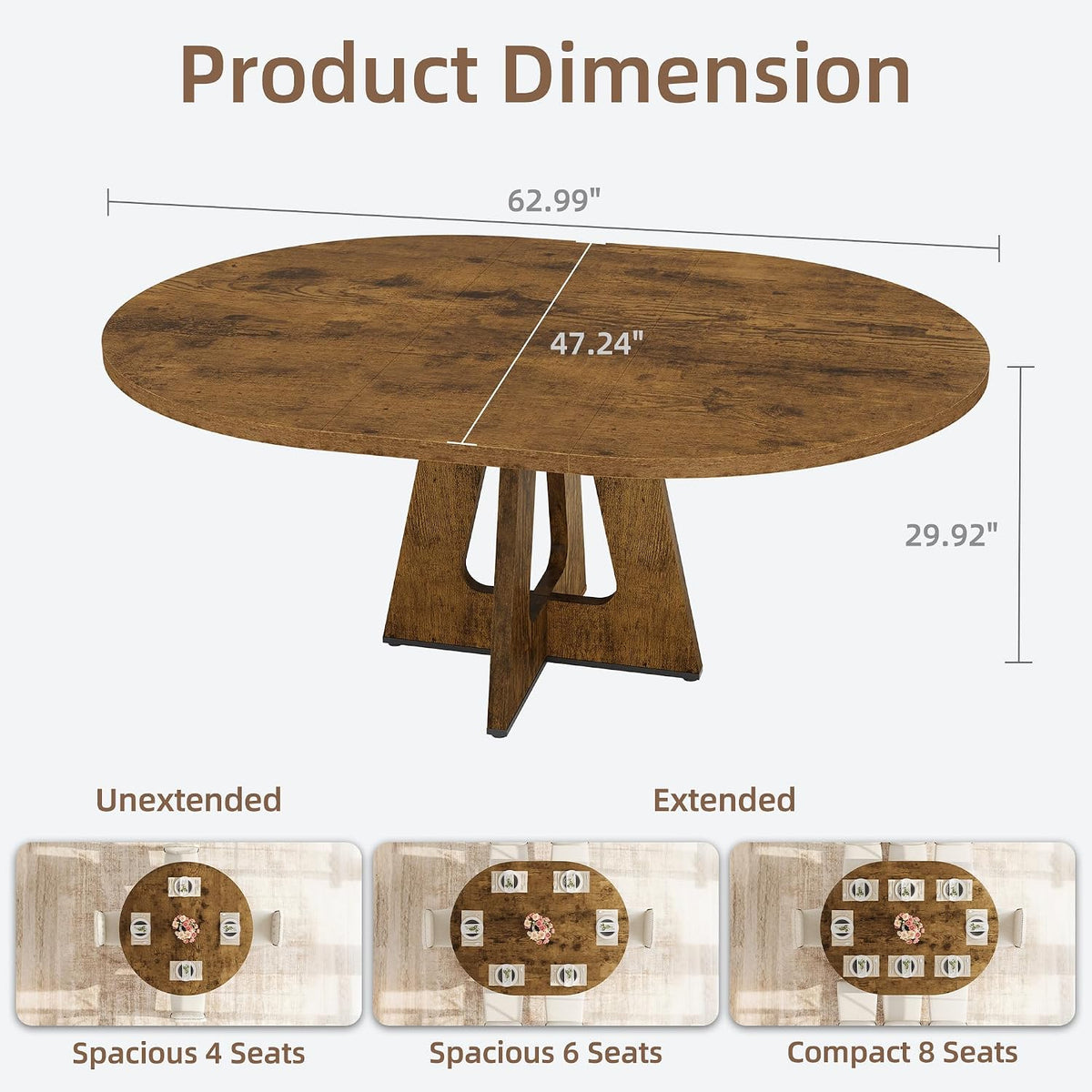 Extendable Round Dining Table