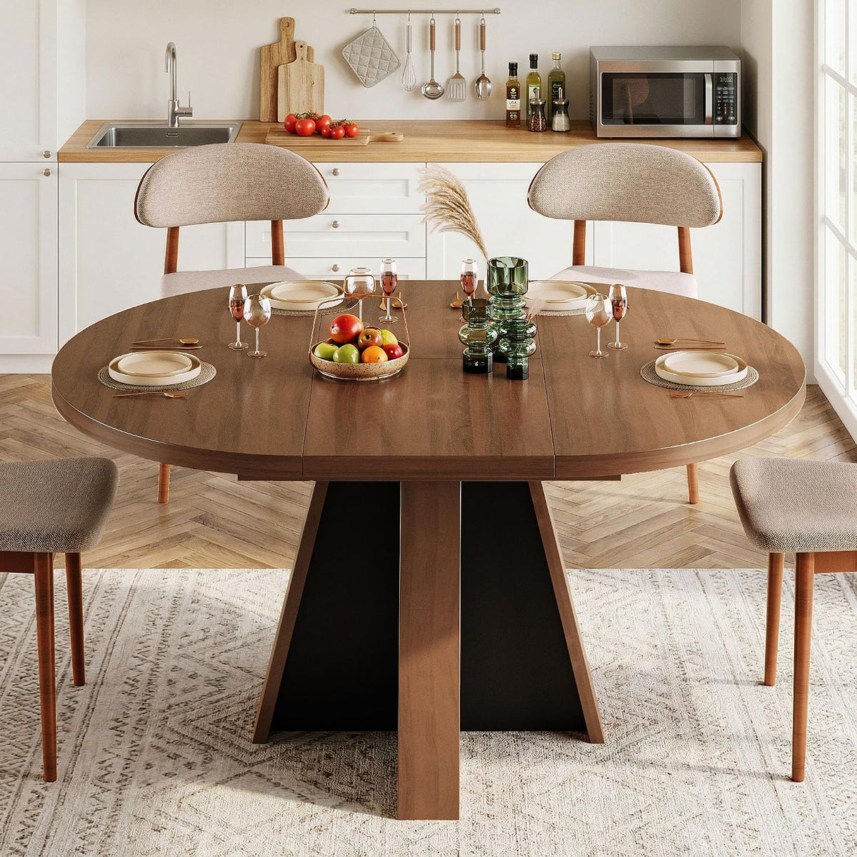 Extendable Round Dining Table