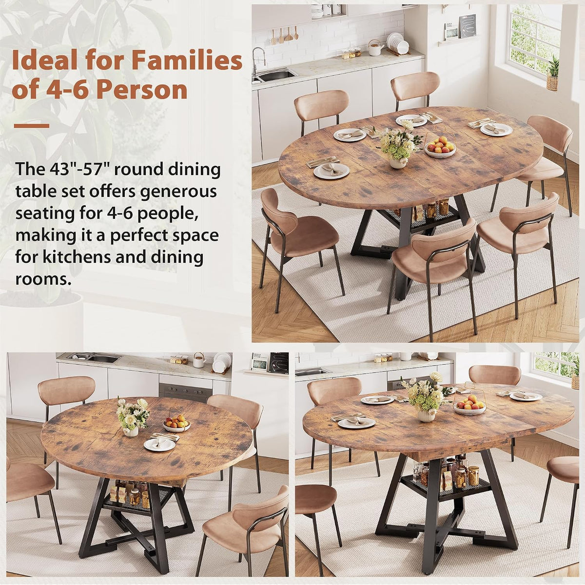 Extendable Round Dining Table
