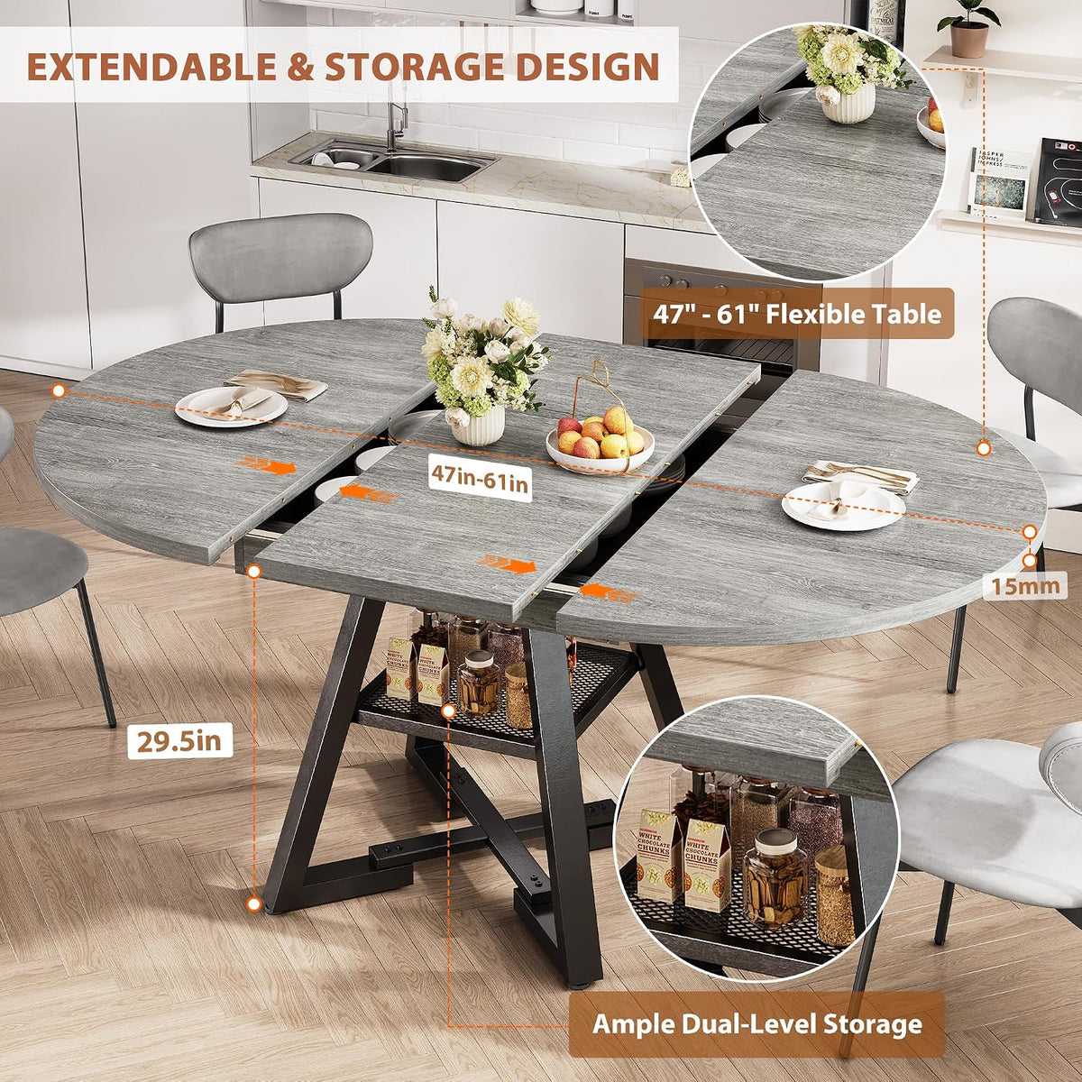 Extendable Round Dining Table