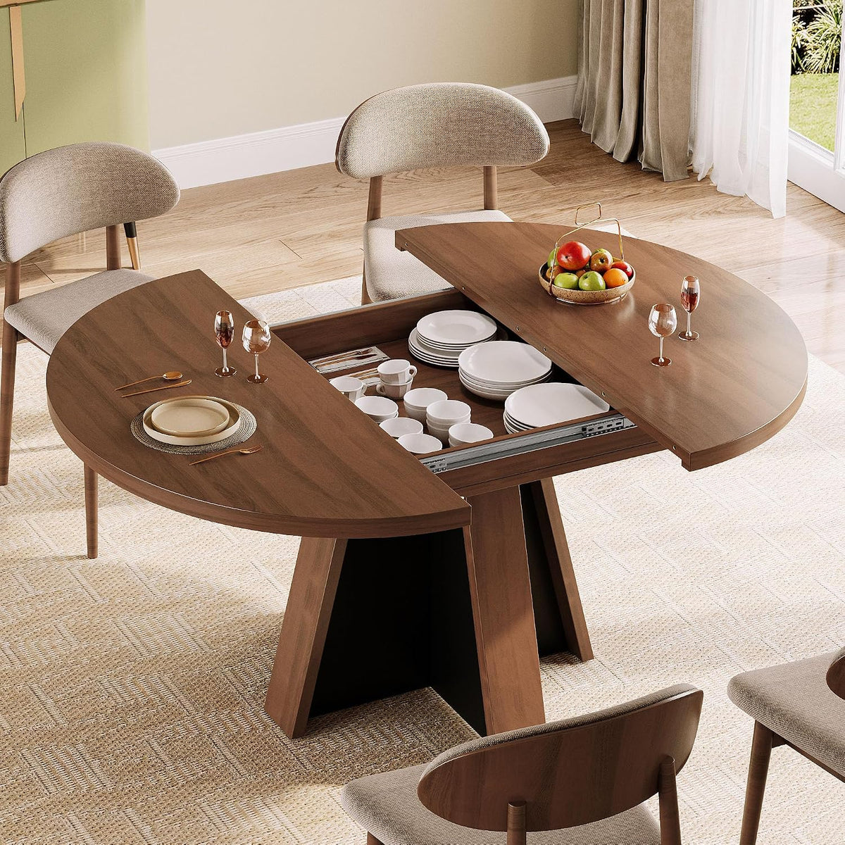 Extendable Round Dining Table