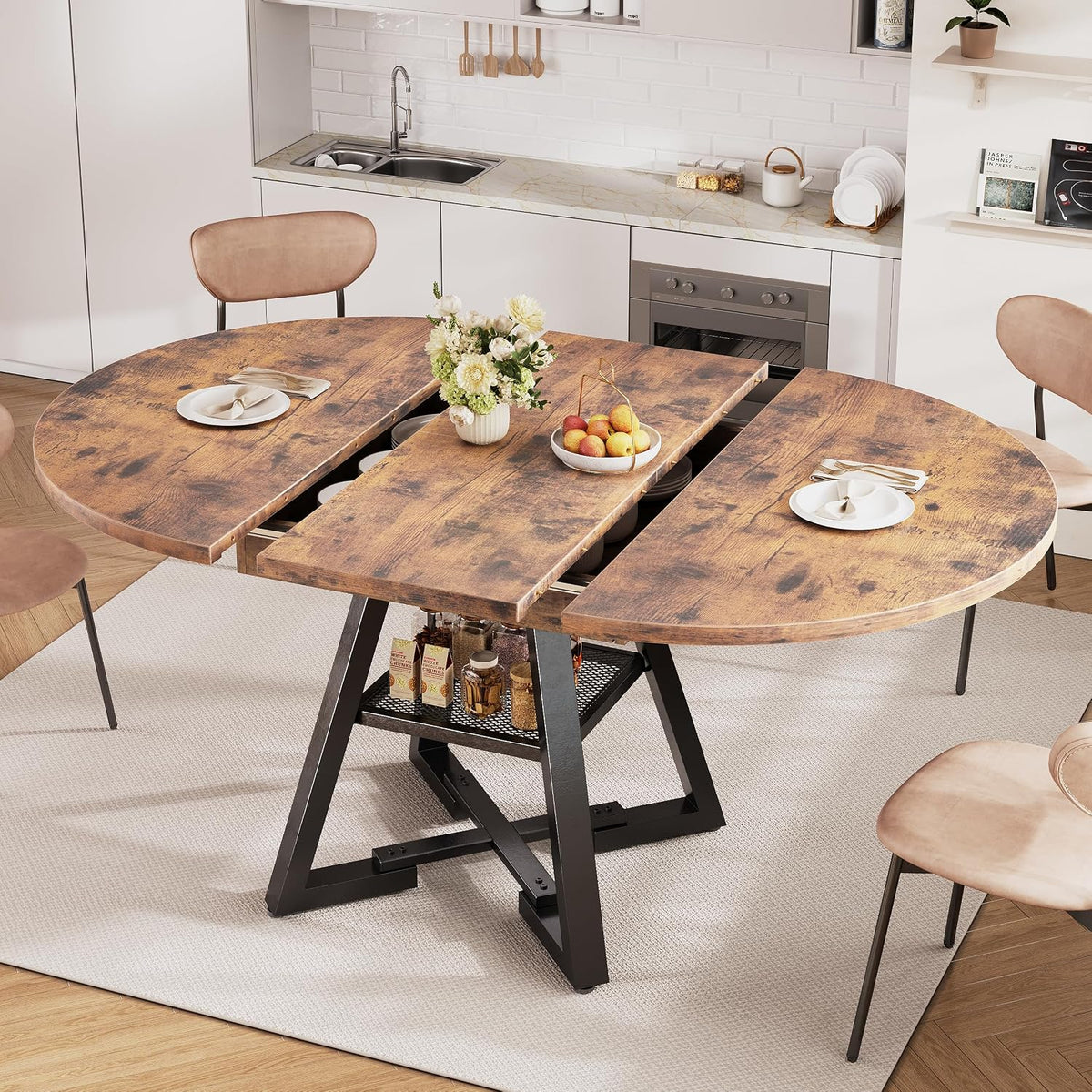 Extendable Round Dining Table