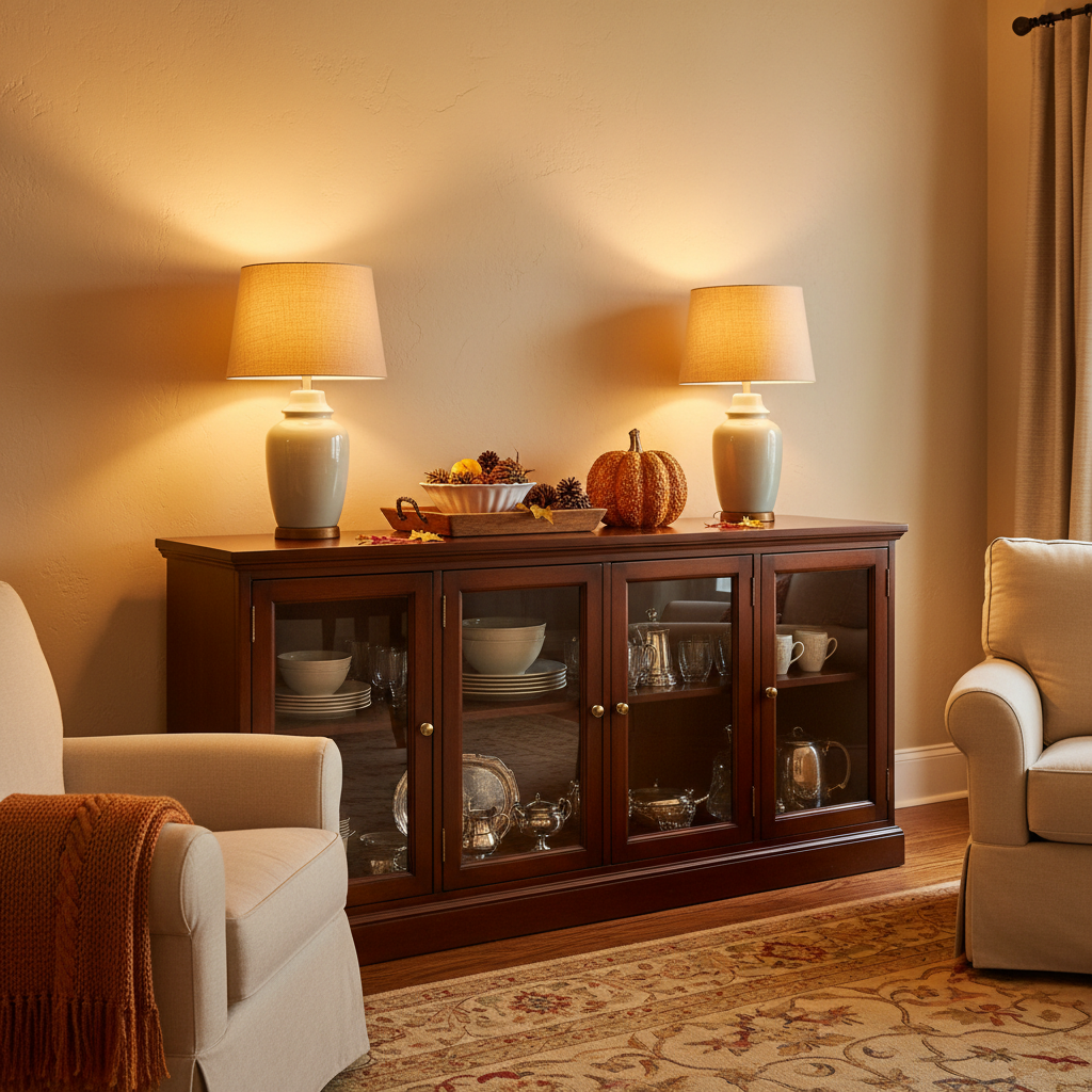 Glass Front Closed Sideboard Buffets - Warm & Cozy