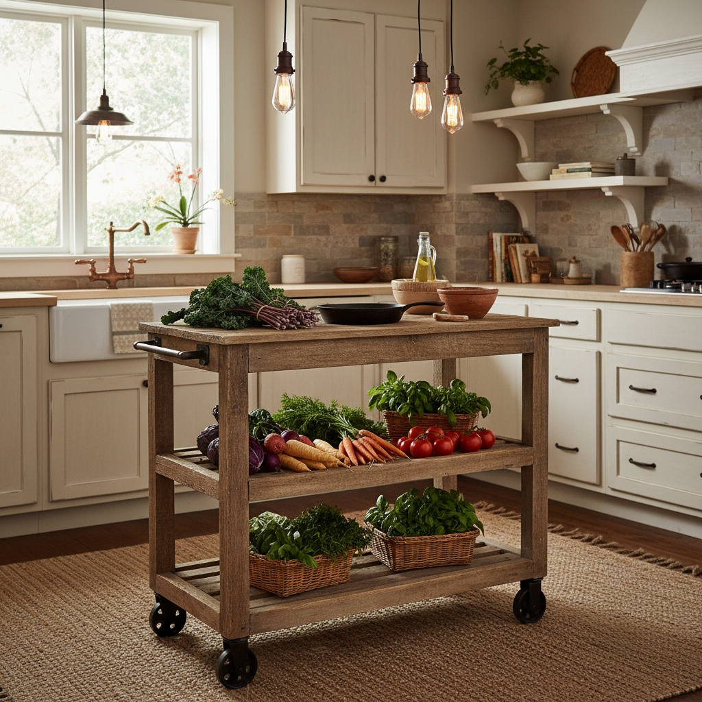 Rolling Multi-Tier Kitchen Prep Carts - Warm & Cozy