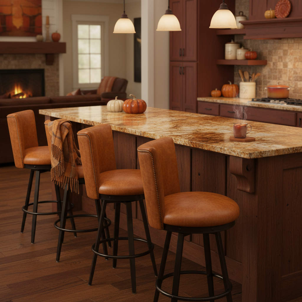 Swivel Faux Leather Counter Height Bar Stools - Warm & Cozy